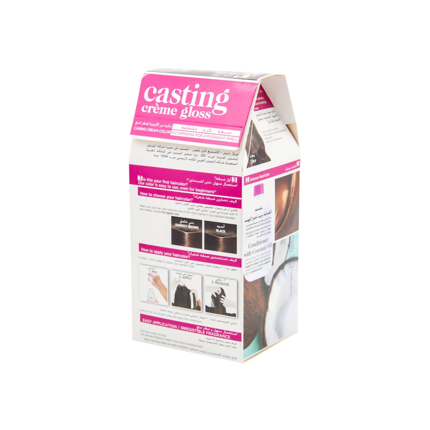 L'Oreal Casting Creme Gloss Hair Dye with Coconut Oil Conditioner Brown 400 - ammonia free