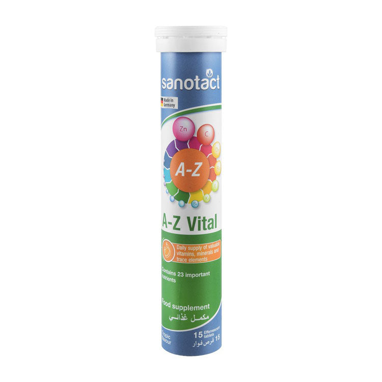 Sanotact A-Z Vital Multivitamin & Multimineral Effervescent Tablets Tropic Flavor