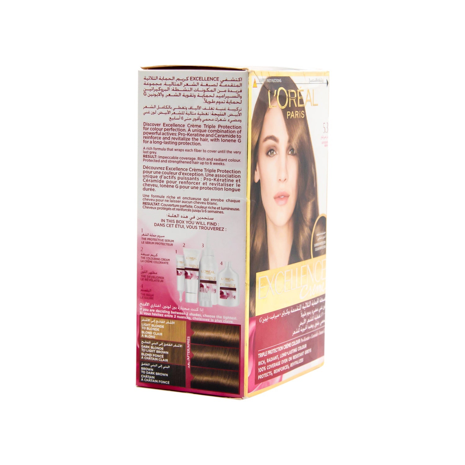 L'Oreal Excellence Triple Care Hair Color Cream Light Golden Brown 5.3