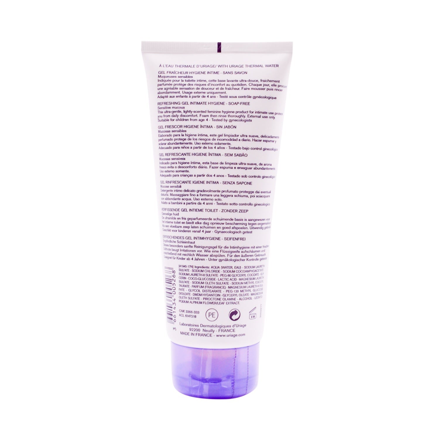 Uriage Eau Thermale Gyn-Phy Hypoallergenic Refreshing Intimate Cleansing Gel for Sensitive Skin