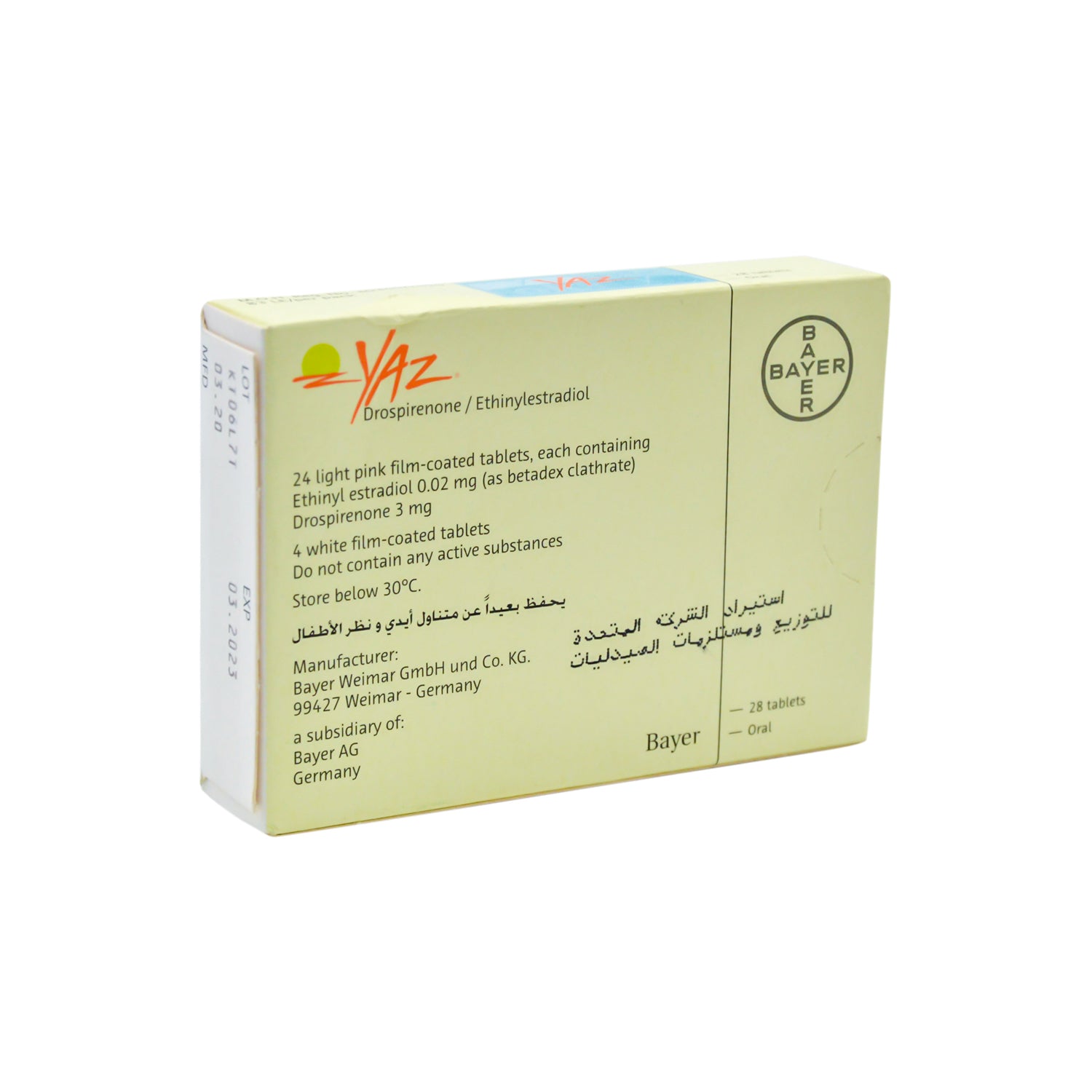Yaz 3mg Drospirenone & 0.02mg Ethinyl Estradiol