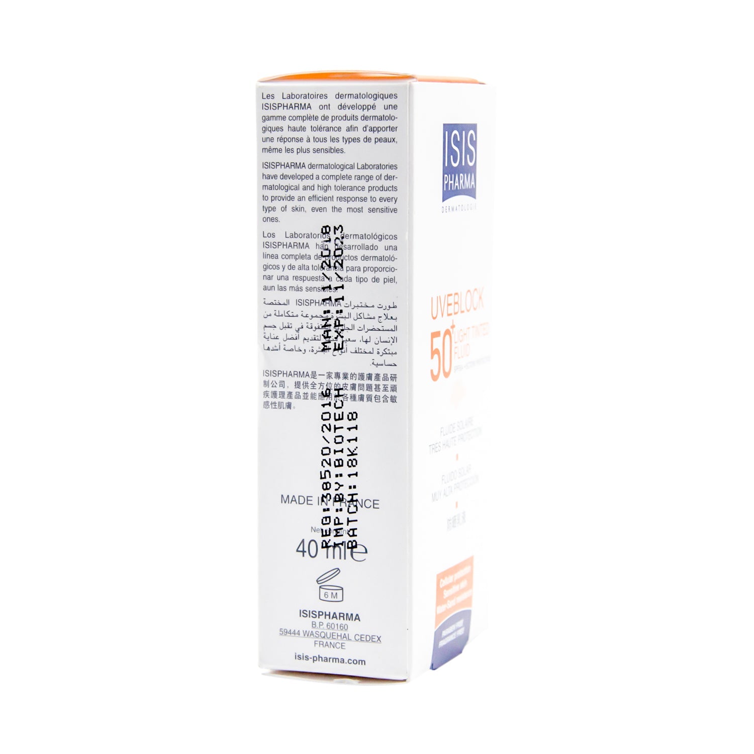 Isispharma Water-Resistant Light Tinted Facial Sunscreen for Sensitive Skin SPF50+ - parabens free, fragrance free