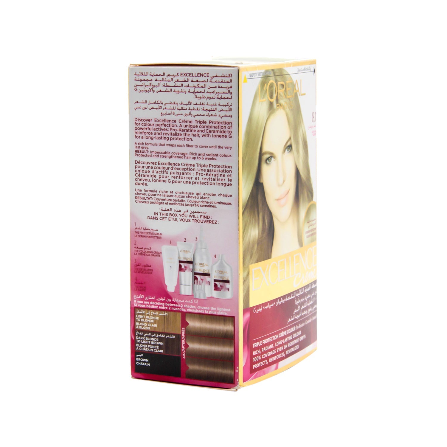 L'Oreal Excellence Triple Care Hair Color Cream Light Ash Blonde 8.1