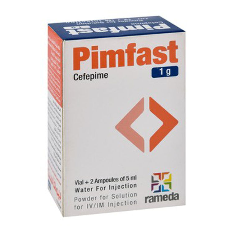 Pimfast 1g Cefepime Powder Vial with Water Ampoules for Intramuscular & Intravenous Injection