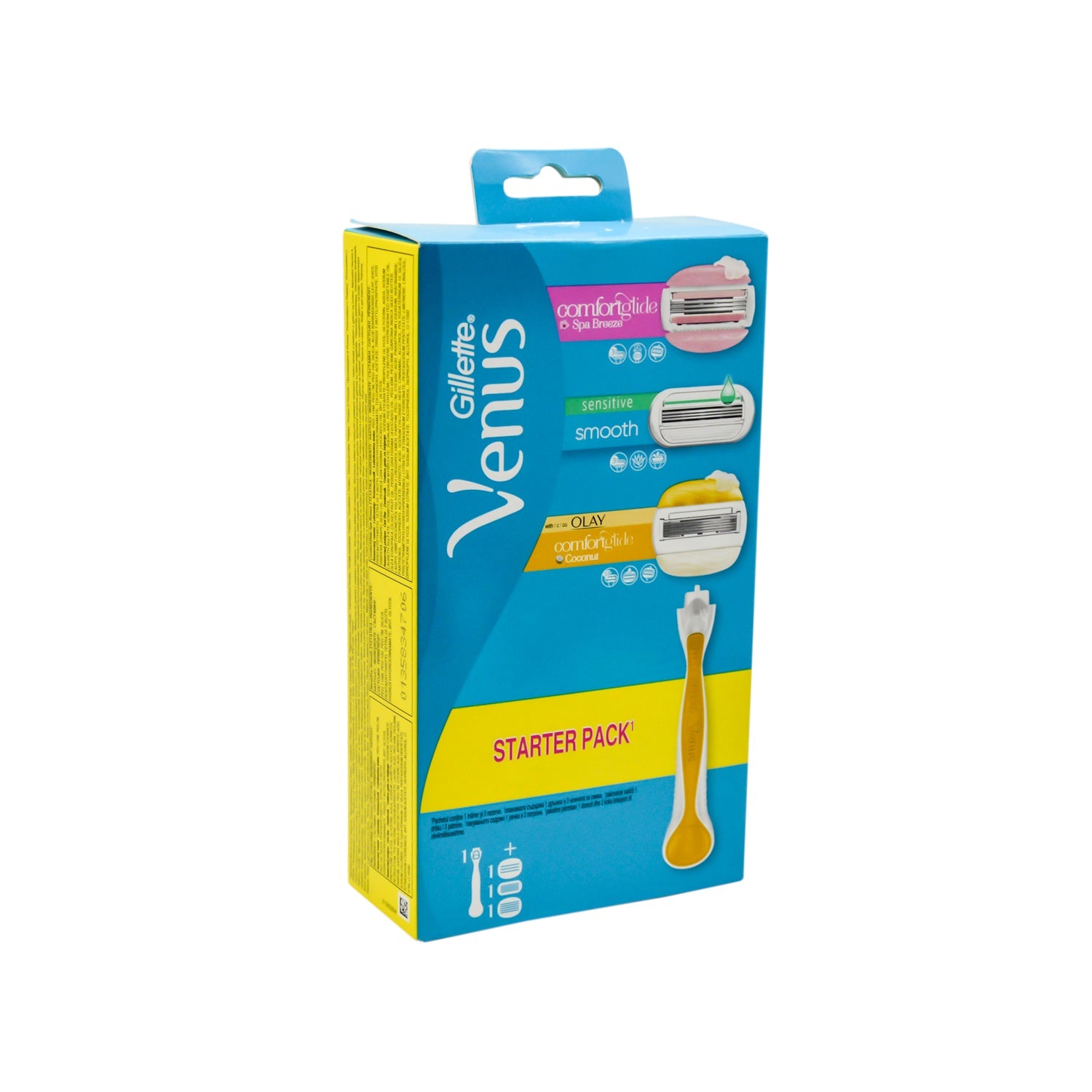 Gillette Venus Plus Olay Comfortglide Coconut 5-Blade Razor with Metal Handle & 2 Refills