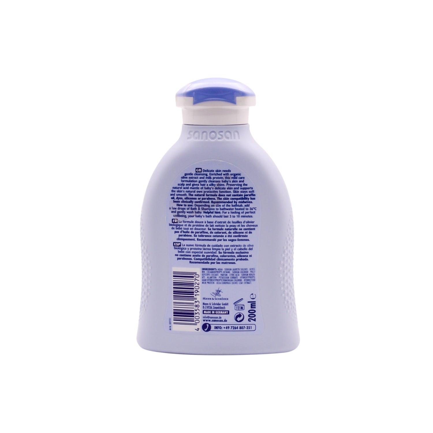 Sanosan Baby Bath & Shampoo - parabens free, silicone free, paraffin oil free