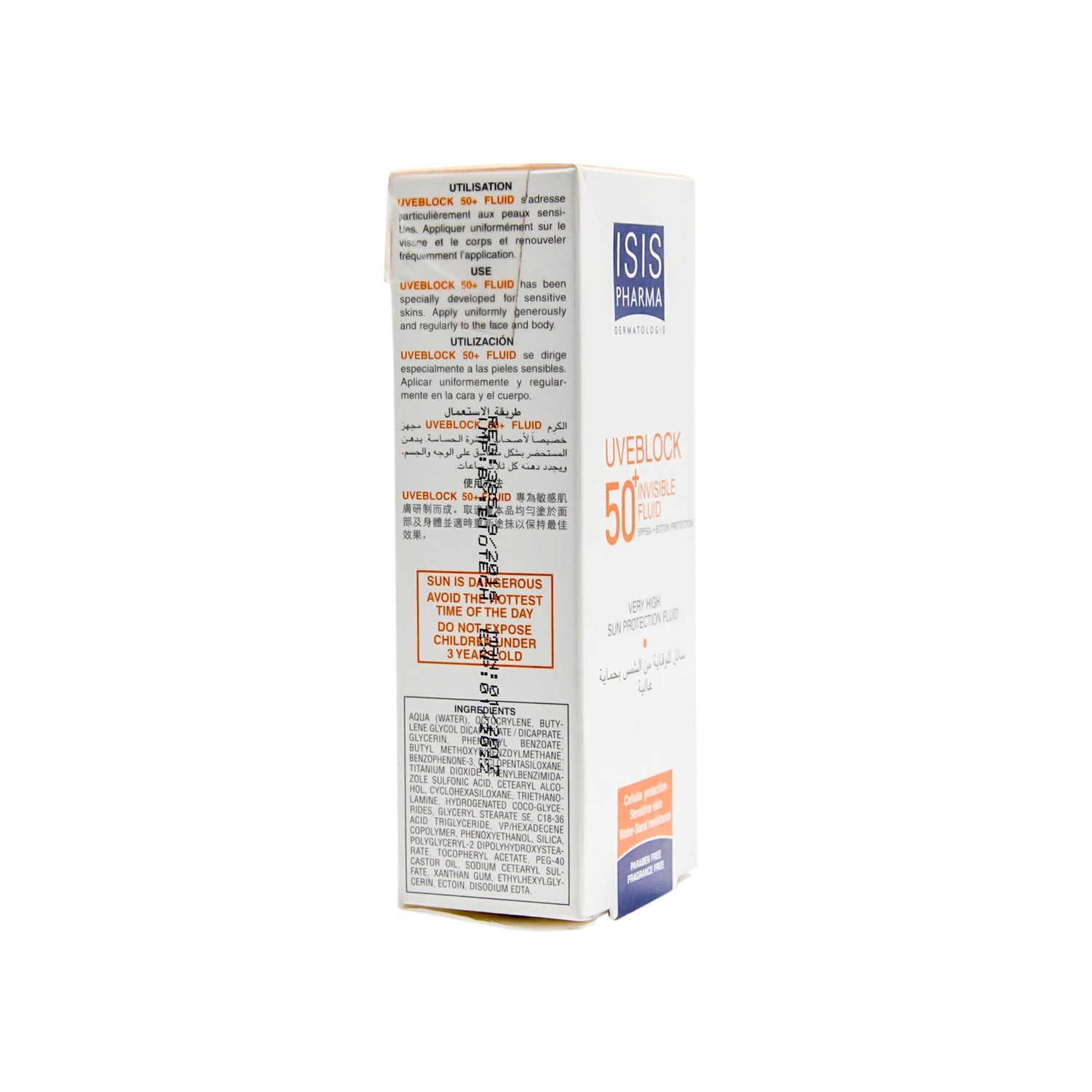 Isispharma Uveblock Water-Resistant Invisible Face & Body Sunscreen for Sensitive Skin SPF50+ - fragrance free, parabens free