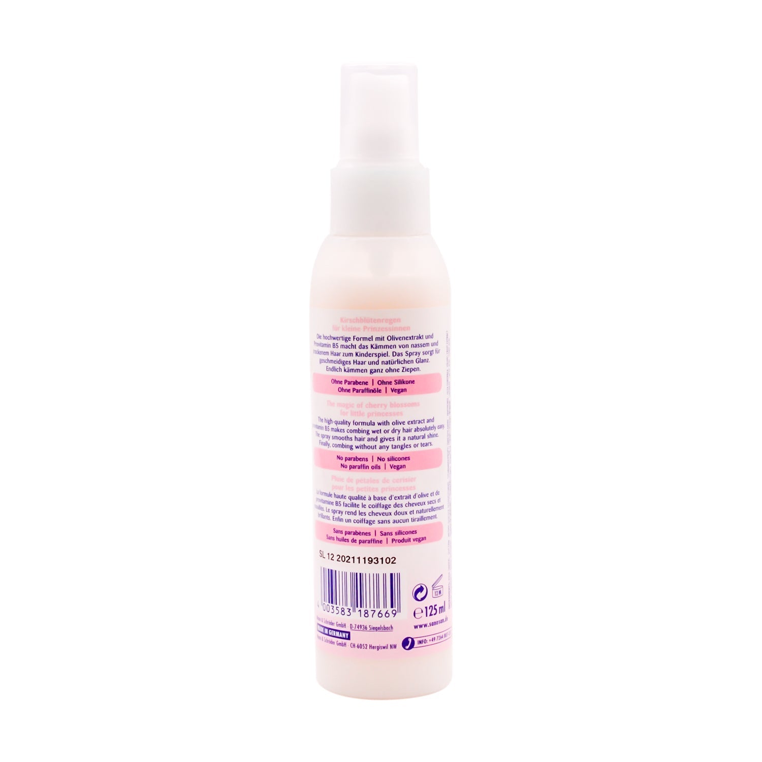 Sanosan Kids Easy Comb Spray with Organic Olive Extract & Milk Protein - SLS free, SLES free, parabens free