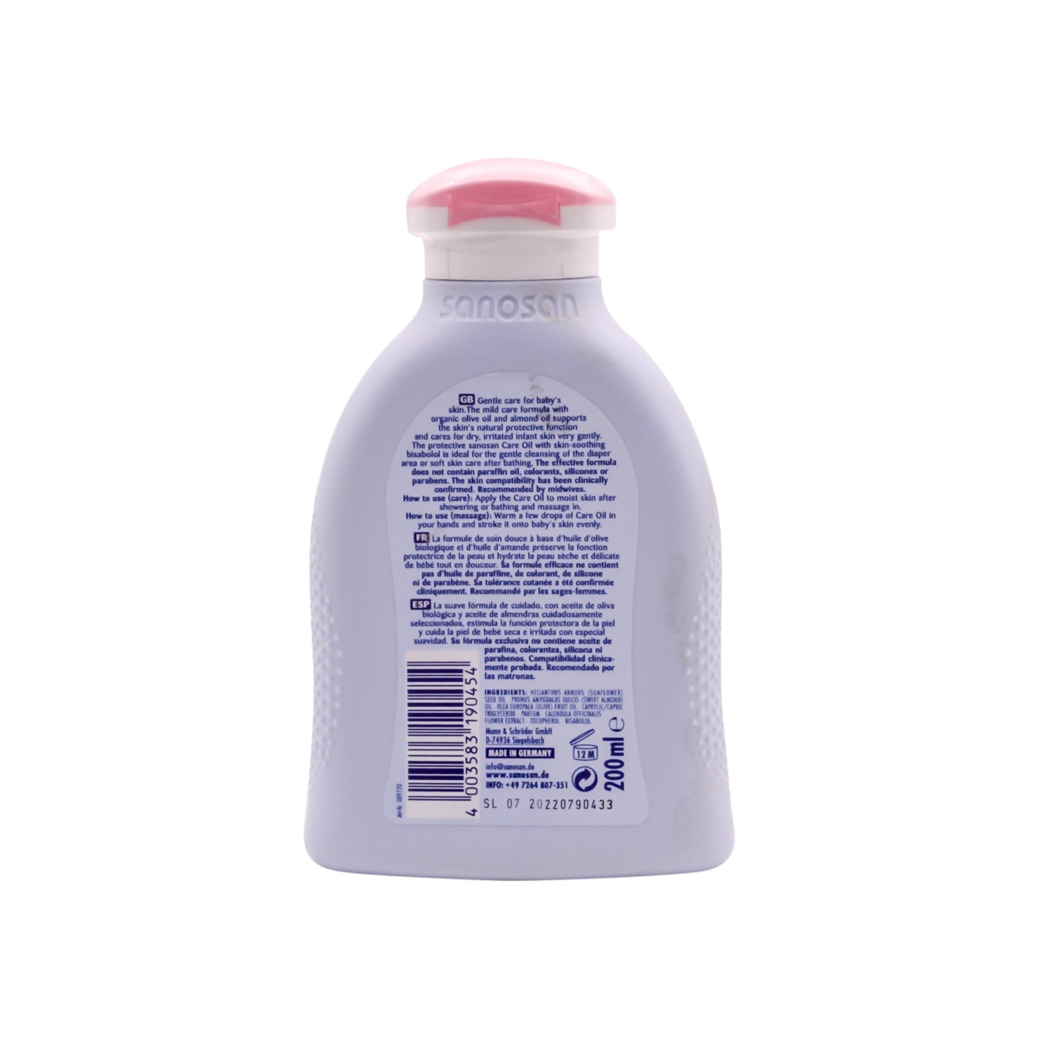 Sanosan Baby Hypoallergenic Care Oil with Olive Oil & Calendula Extract - parabens free, silicone free, paraffin free